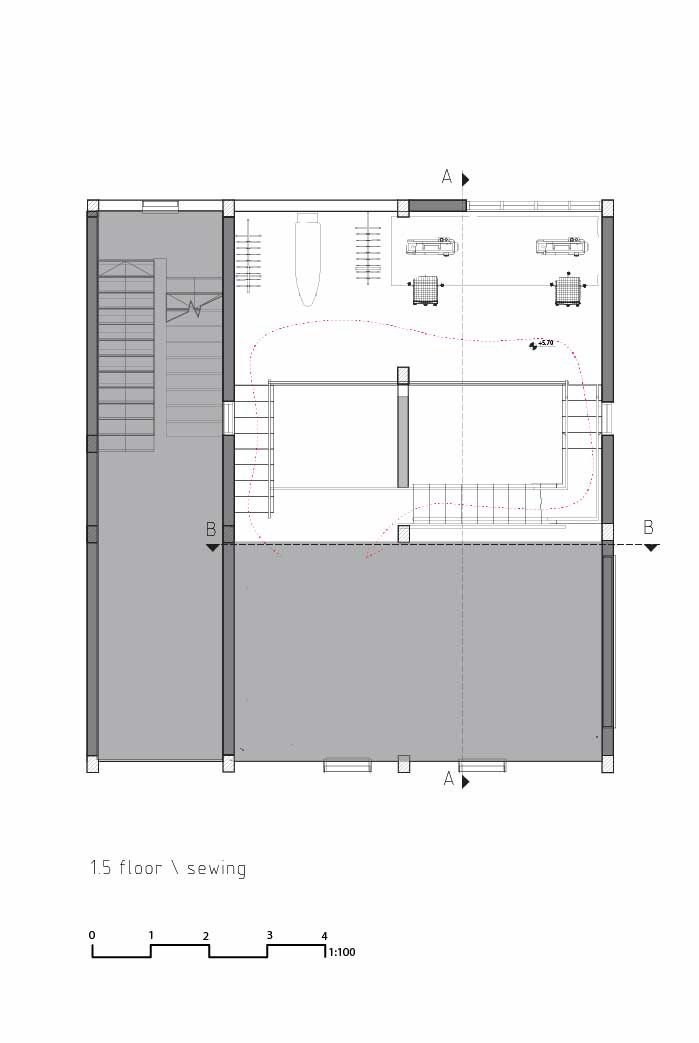 Plan and section, scale 1:20