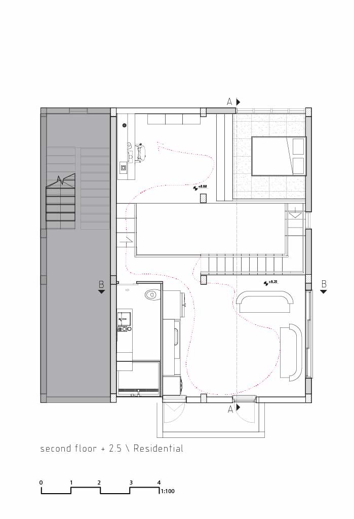 Plan and section, scale 1:20