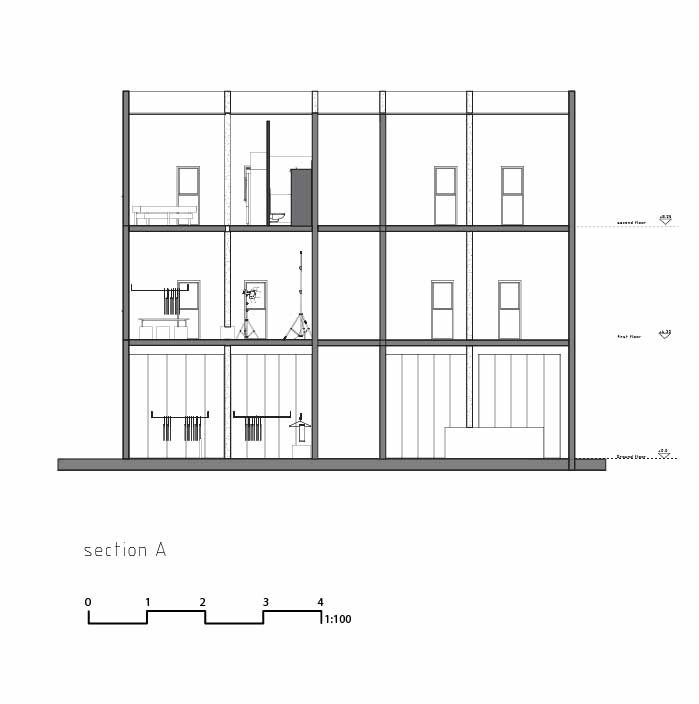 Plan and section, scale 1:20