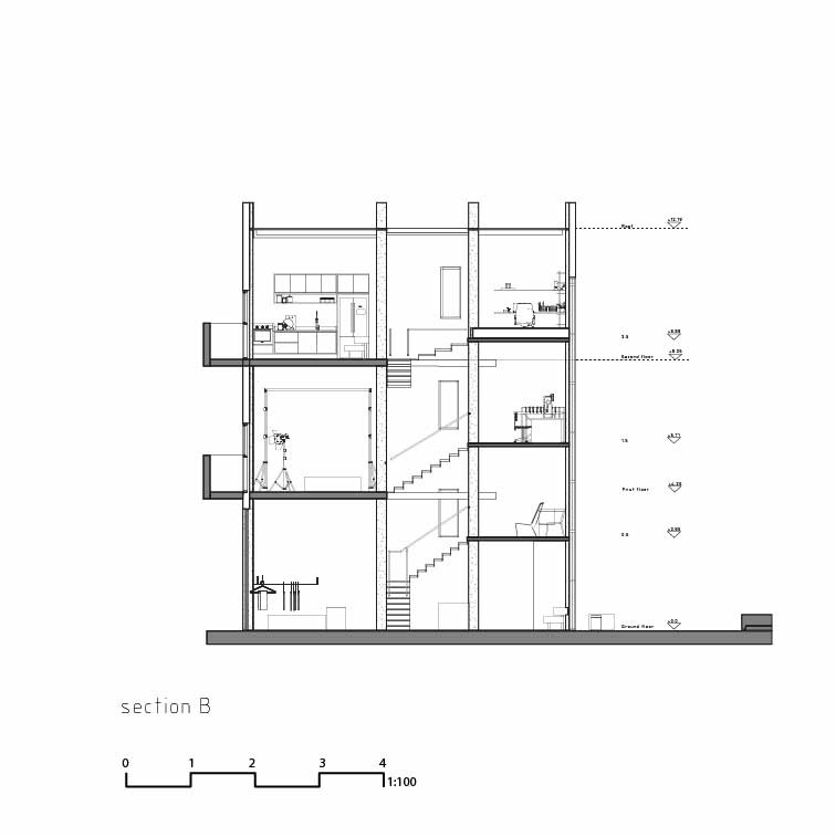 Plan and section, scale 1:20