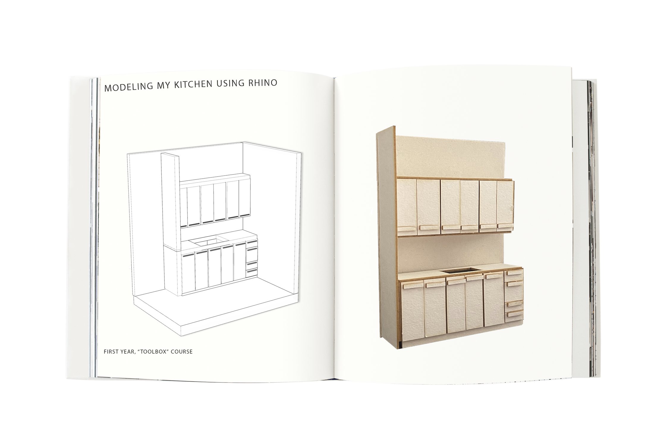 Kitchen modelled in Rhino and built as a study model